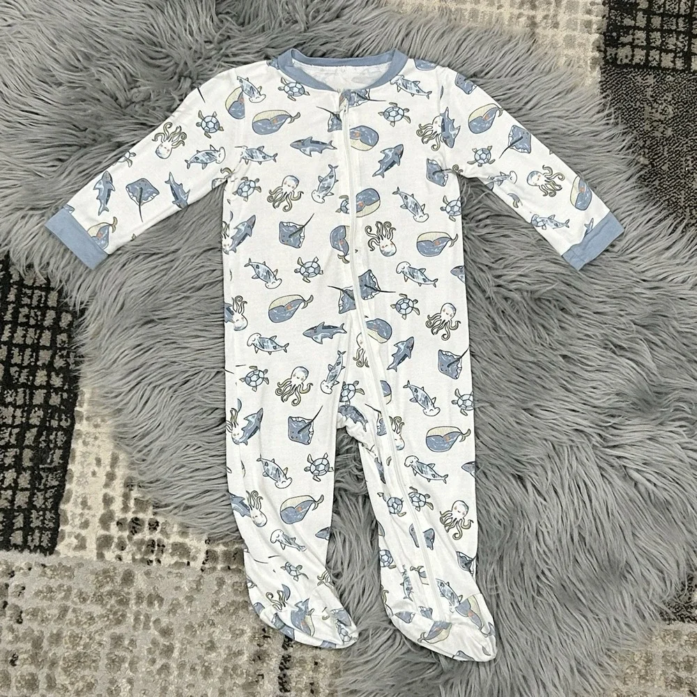 Milkberry Infant Bamboo Underwater Creatures‎ And Shark Jammy Size 6-9 Month